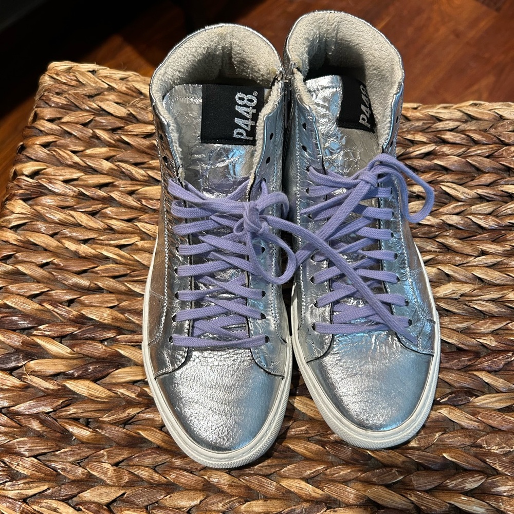 P448 silver sneakers